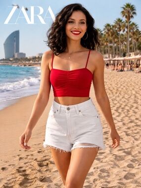 🌸ZARA High waist White distressed shorts size US 2 summer resort wear vacation